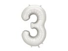 ''3'' számú fólia lufi, 86 cm, ezüst