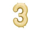 '3'-as számú fólia léggömb, 86 cm, arany