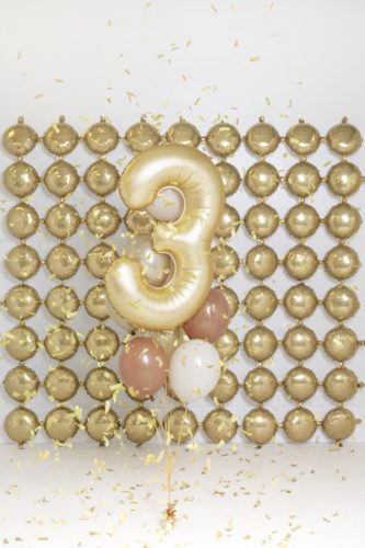 '3'-as számú fólia léggömb, 86 cm, arany