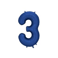   '3-as' számú fólia léggömb, 86 cm, sötétkék