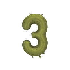 ''3'' számú fólia lufi, 86 cm, olíva