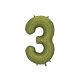 ''3'' számú fólia lufi, 86 cm, olíva