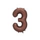 ''3'' számú fólia lufi, 86 cm, mokka