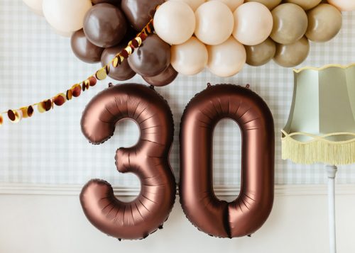 ''3'' számú fólia lufi, 86 cm, mokka