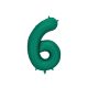 ''6'' számú fólia lufi, 86 cm, üvegzöld