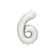 ''6'' számú fólia lufi, 86 cm, ezüst