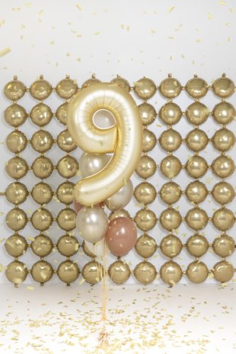 '9' számú fólia lufi, 86 cm, arany