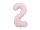 ''2'' számú fólia lufi, 86 cm, világos rózsaszín