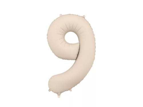 ''9'' számú fólia lufi, 86 cm, világos meleg szürke