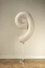 ''9'' számú fólia lufi, 86 cm, világos meleg szürke
