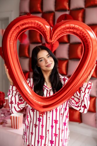 Szív alakú fólia lufi, 86x83,5 cm, piros