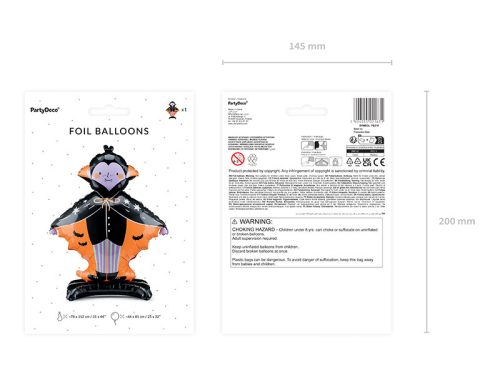 Drakula álló fólia lufi, 64x81 cm, mix