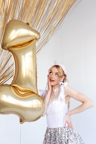 Fólia ballon pénisz, 55,5x112 cm, arany