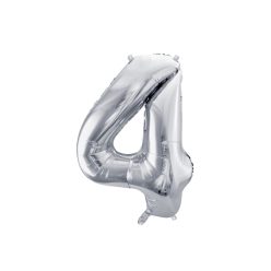   ''4'' számú fóliás léggömb, 72cm, ezüst