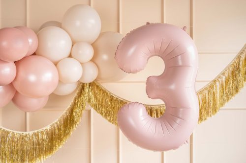 ''3'' számú fólia lufi, 72 cm, világos rózsaszín