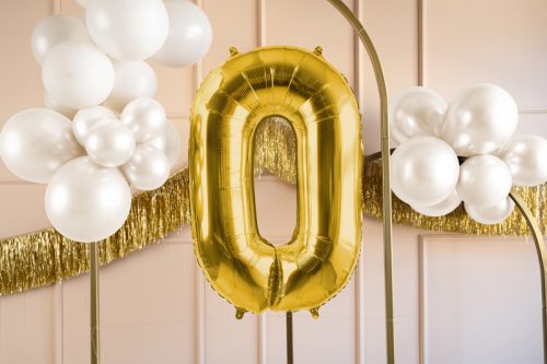 ''0'' számú fólia lufi, 72cm, világos arany