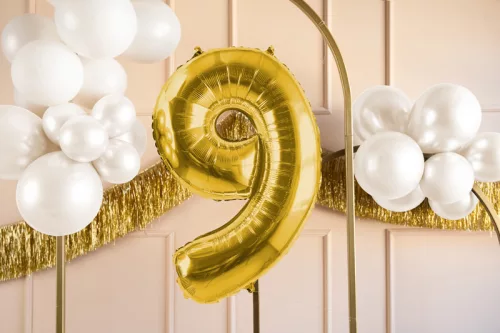 ''9'' számú fólia lufi, 72 cm, világos arany