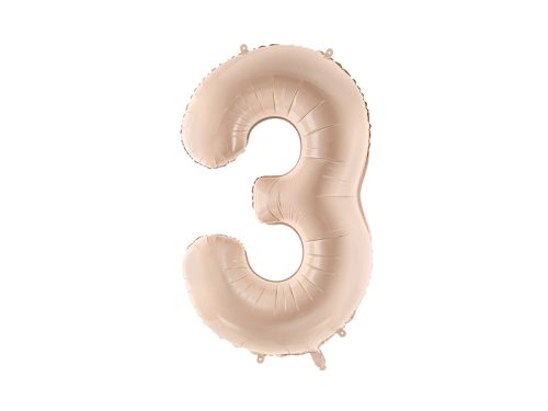 Foil Balloon Number ''3'', 72cm, dark beige