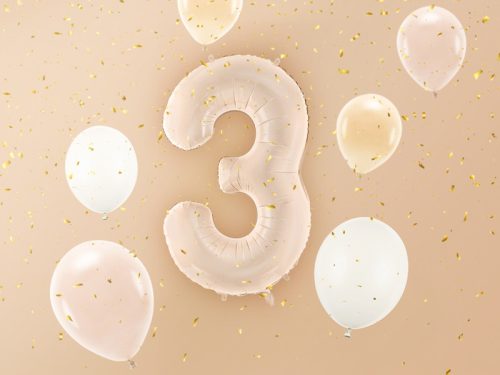 Foil Balloon Number ''3'', 72cm, dark beige