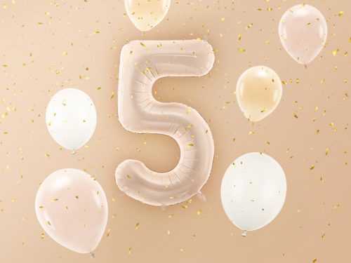 Foil Balloon Number ''5'', 72cm, dark beige