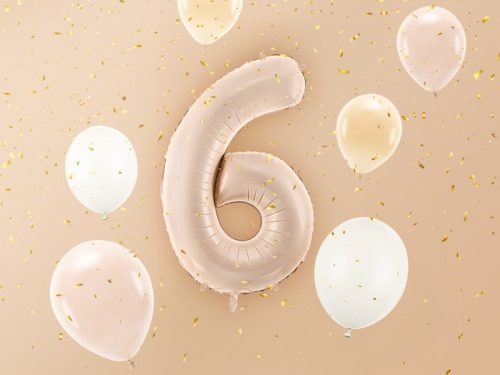 Foil Balloon Number ''6'', 72cm, dark beige