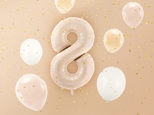 Foil Balloon Number ''8'', 72cm, dark beige