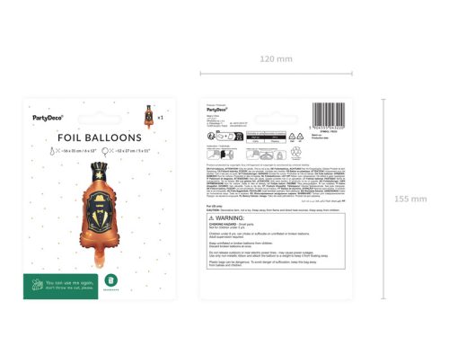 Foil balloon for garlands Whisky, 27 x 12 cm