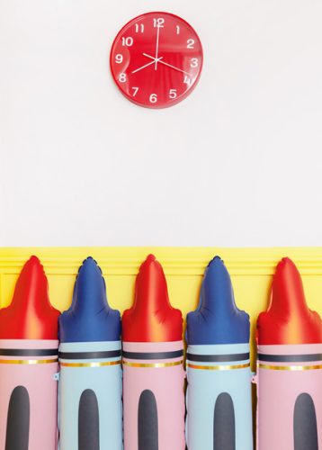 Crayons foil balloons, red, 23x104 cm