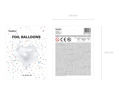 Foil Balloon Heart, 61cm, white