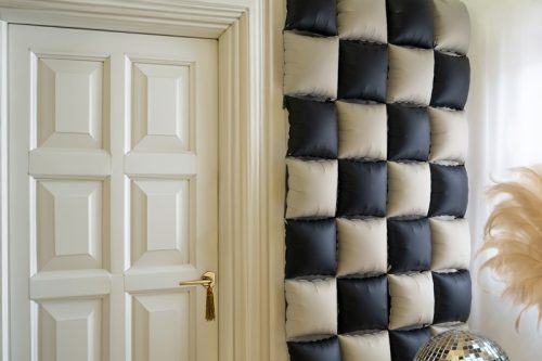 Foil balloon curtain double-sided Square, black-beige, 35 x 35 cm (1 pkt / 4 pc.)