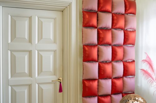 Foil balloon curtain double-sided Square, pink-red, 35 x 35 cm (1 pkt / 4 pc.)