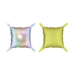   Foil balloon curtain double-sided Square, holographic-neon yellow, 35 x 35 cm (1 pkt / 4 pc.)