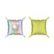 Foil balloon curtain double-sided Square, holographic-neon yellow, 35 x 35 cm (1 pkt / 4 pc.)