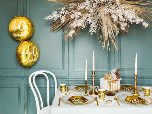 Fólia léggömb 40. születésnapja, arany, 45 cm