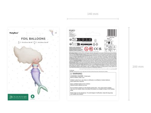 Fólia lufi Mermaid, 72x52 cm, mix