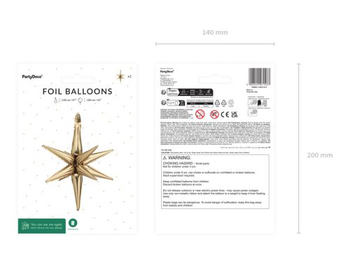 3D fólia lufi Star, 105cm, arany