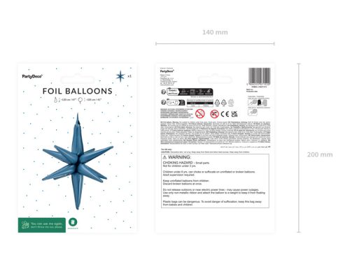 3D fóliás léggömb Star, 105cm, sötétkék