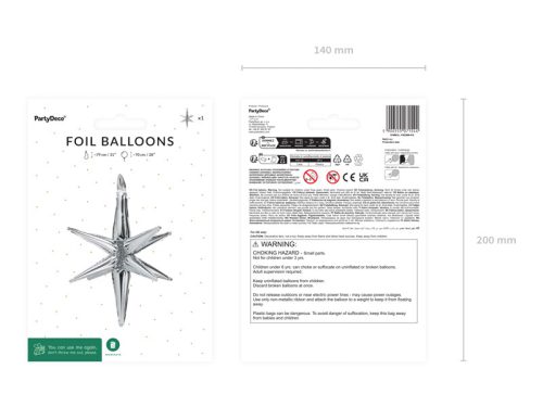 3D fólia lufi Star, 70cm, ezüst