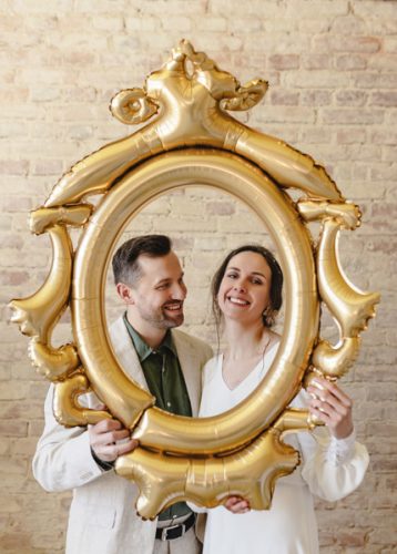 Fólia léggömb keret, 78x95 cm, arany