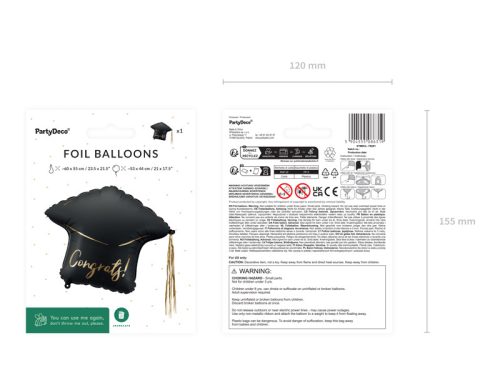 Foil Balloon Cap ''Congrats!'', 60x55 cm, mix