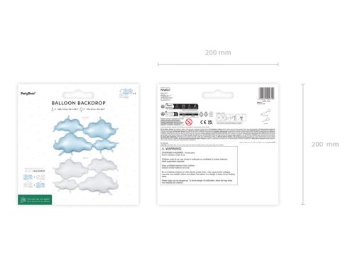 Fólia léggömb Kétoldalas háttérfelhők, 99x52 cm, fehér-világoskék	