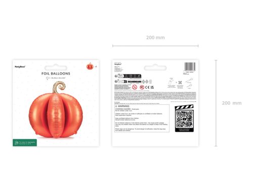 Álló fóliás léggömb 3D sütőtök, 90x90 cm, narancssárga