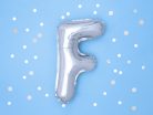 Fólia léggömb betű ''F'', 35 cm, ezüst