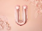 Fólia léggömb betű ''U'', 35cm, rozéarany
