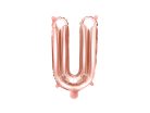 Fólia léggömb betű ''U'', 35cm, rozéarany