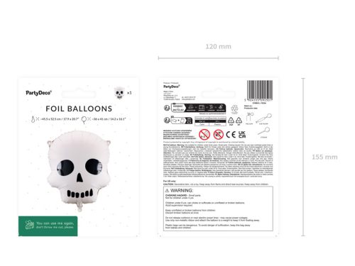 Fólia ballonkoponya, 36x41 cm, mix