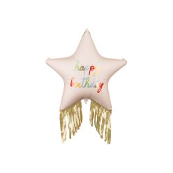 Fólia lufi Csillag rojtokkal Happy Birthday, 72x72 cm, mix