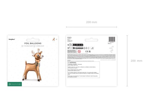 Álló fóliás léggömb rénszarvas, 65 x 105 cm, mix