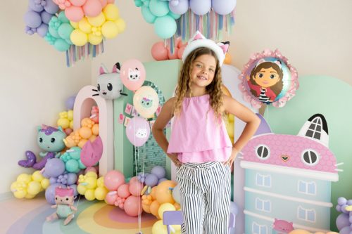 Gabby babaház fólia lufi fodros szegéllyel, 52x52 cm, vegyes színek