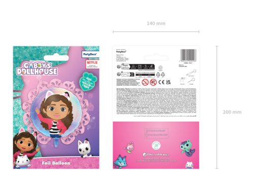 Gabby babaház fólia lufi fodros szegéllyel, 52x52 cm, vegyes színek